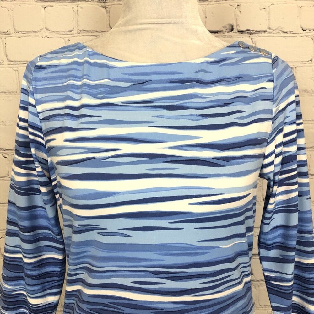 J McLaughlin Wavesong Top Size S Catalina Cloth Blue Sunset Lake - Picture 4 of 8